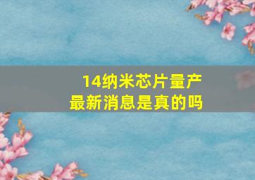 14纳米芯片量产最新消息是真的吗