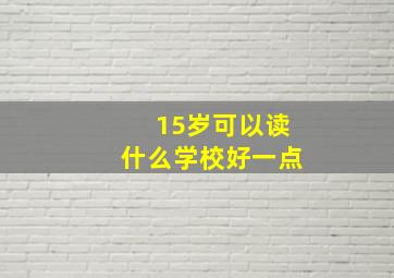 15岁可以读什么学校好一点