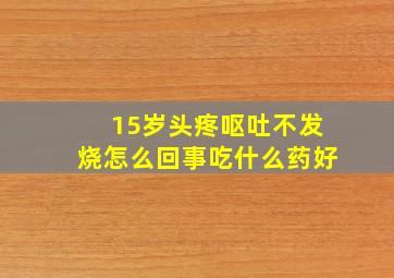 15岁头疼呕吐不发烧怎么回事吃什么药好