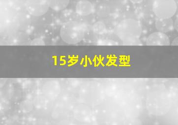 15岁小伙发型