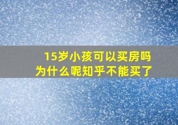 15岁小孩可以买房吗为什么呢知乎不能买了