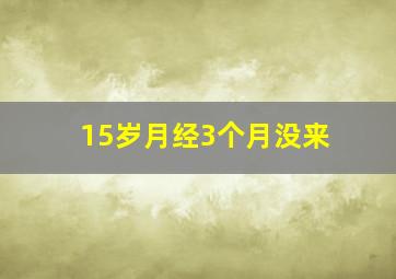 15岁月经3个月没来