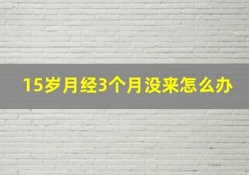 15岁月经3个月没来怎么办