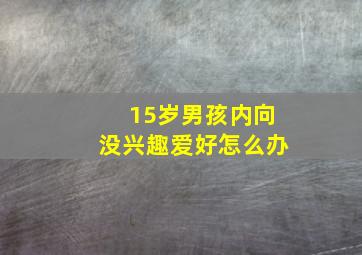 15岁男孩内向没兴趣爱好怎么办