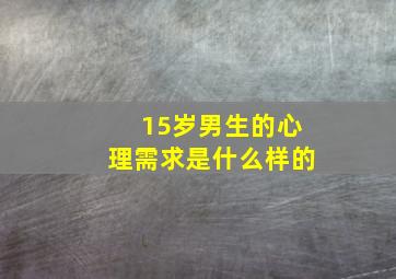 15岁男生的心理需求是什么样的