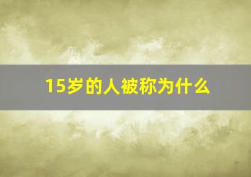 15岁的人被称为什么