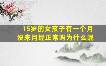 15岁的女孩子有一个月没来月经正常吗为什么呢