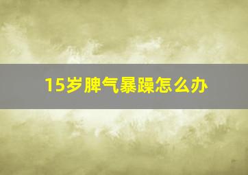 15岁脾气暴躁怎么办