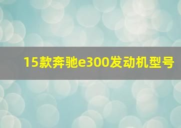 15款奔驰e300发动机型号