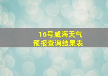 16号威海天气预报查询结果表