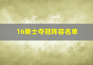 16骑士夺冠阵容名单