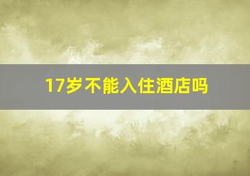 17岁不能入住酒店吗