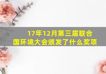 17年12月第三届联合国环境大会颁发了什么奖项