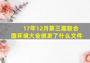 17年12月第三届联合国环境大会颁发了什么文件