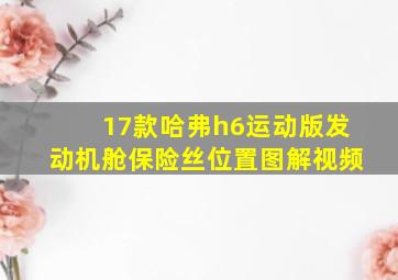 17款哈弗h6运动版发动机舱保险丝位置图解视频