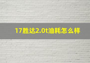 17胜达2.0t油耗怎么样