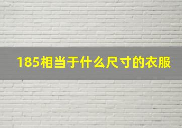 185相当于什么尺寸的衣服