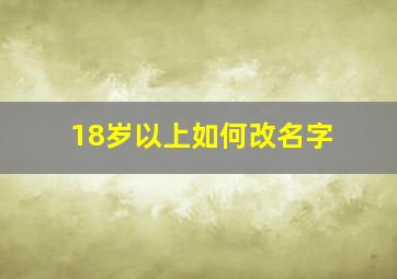 18岁以上如何改名字