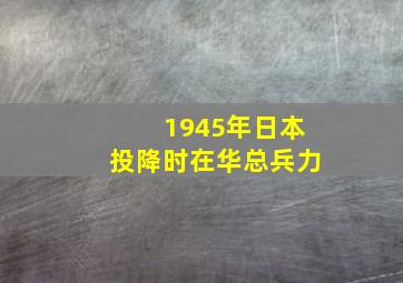 1945年日本投降时在华总兵力