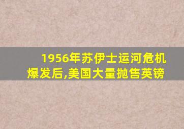 1956年苏伊士运河危机爆发后,美国大量抛售英镑