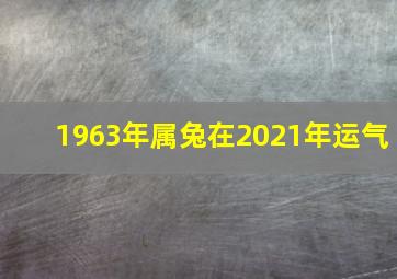 1963年属兔在2021年运气