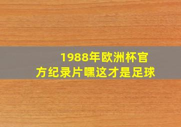 1988年欧洲杯官方纪录片嘿这才是足球