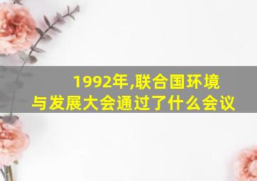 1992年,联合国环境与发展大会通过了什么会议