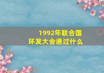 1992年联合国环发大会通过什么