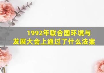 1992年联合国环境与发展大会上通过了什么法案