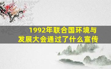 1992年联合国环境与发展大会通过了什么宣传