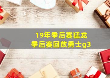 19年季后赛猛龙季后赛回放勇士g3