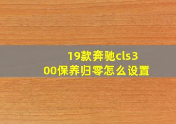 19款奔驰cls300保养归零怎么设置