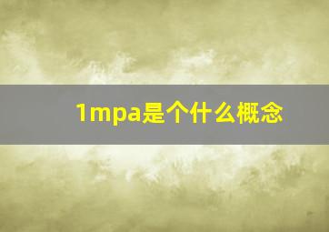 1mpa是个什么概念