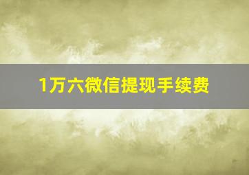 1万六微信提现手续费