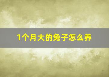 1个月大的兔子怎么养