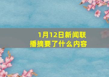 1月12日新闻联播摘要了什么内容