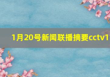 1月20号新闻联播摘要cctv1