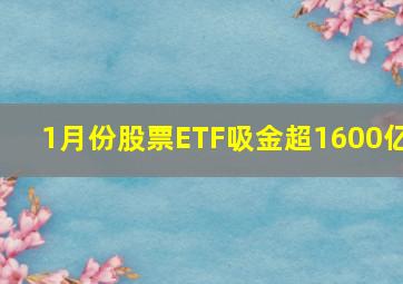 1月份股票ETF吸金超1600亿