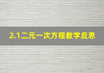 2.1二元一次方程教学反思