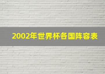 2002年世界杯各国阵容表