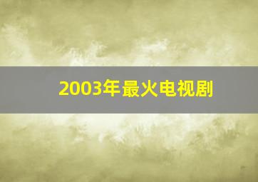 2003年最火电视剧