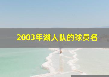 2003年湖人队的球员名