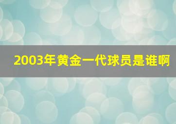 2003年黄金一代球员是谁啊