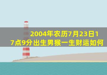 2004年农历7月23日17点9分出生男猴一生财运如何