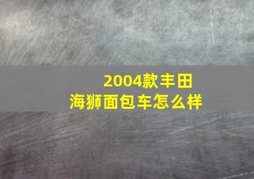 2004款丰田海狮面包车怎么样