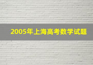 2005年上海高考数学试题