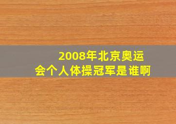 2008年北京奥运会个人体操冠军是谁啊