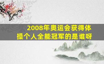 2008年奥运会获得体操个人全能冠军的是谁呀