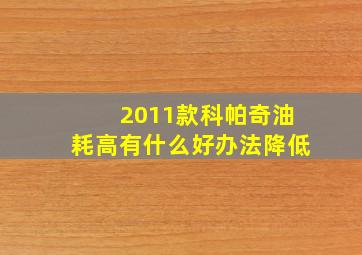 2011款科帕奇油耗高有什么好办法降低