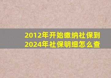 2012年开始缴纳社保到2024年社保明细怎么查